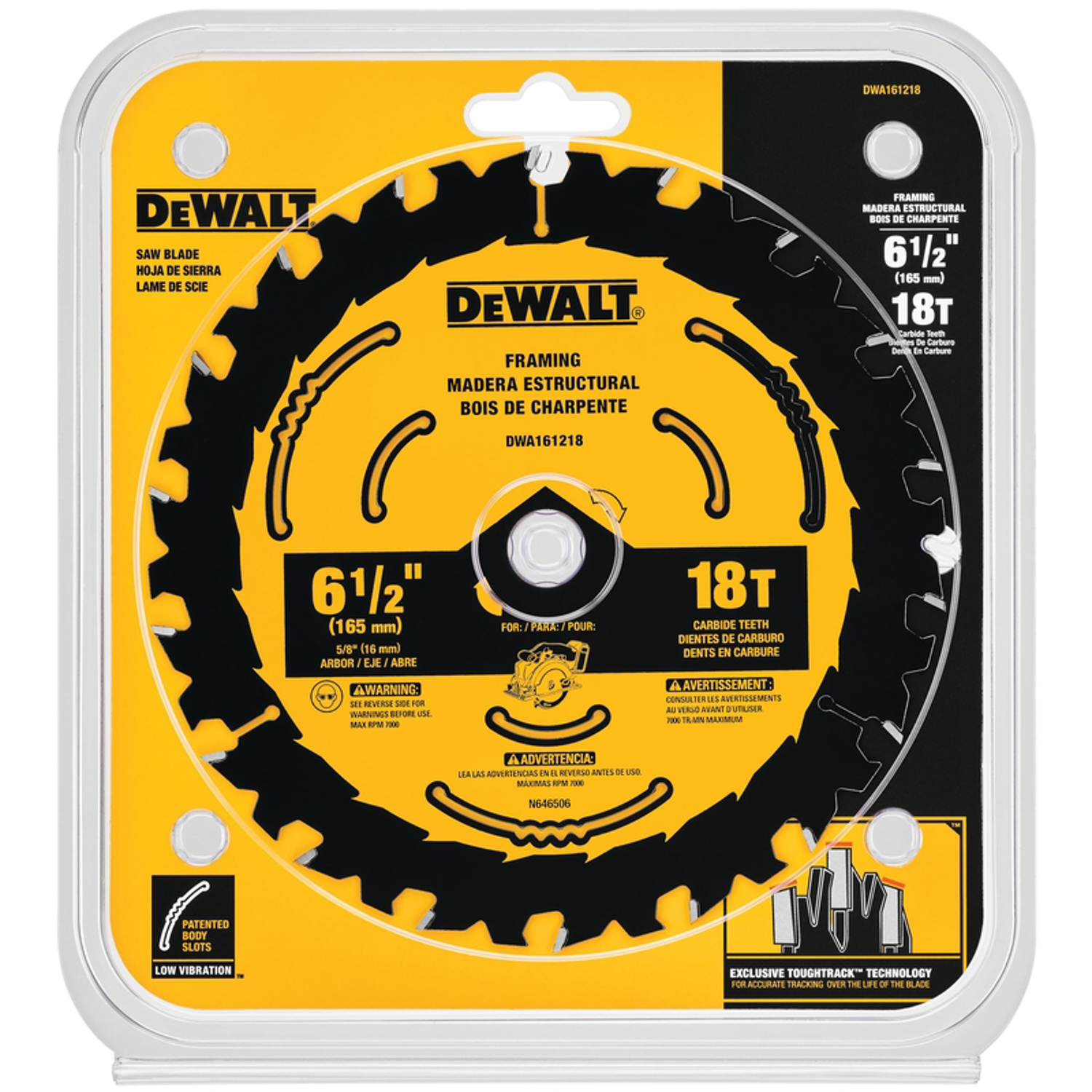 DeWalt 6-1/2 in. D X 5/8 in. Tungsten Carbide Circular Saw Blade 18 teeth 1 pk - Intensery