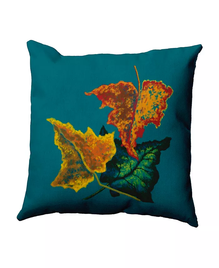 E by Design 16 Inch Blue Decorative Floral Throw Pillow - Intensery