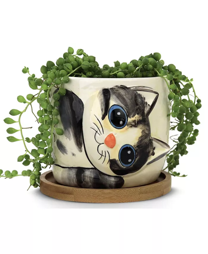 Window Garden Cat Planter - Large Kitty Pot for Indoor House Plants， Succulents， Flowers and Herbs - Cute Planters， Great Gift for Cat Lovers for Chri - Intensery