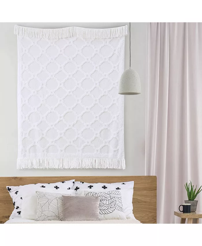 Gracie Mills Cotton Brianne Tufted Throw Blanket， Ivory - Full Queen - Intensery