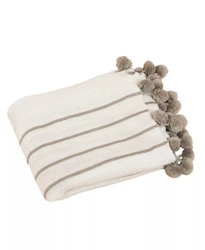 Saro Lifestyle Striped Pom Pom Throw - Intensery