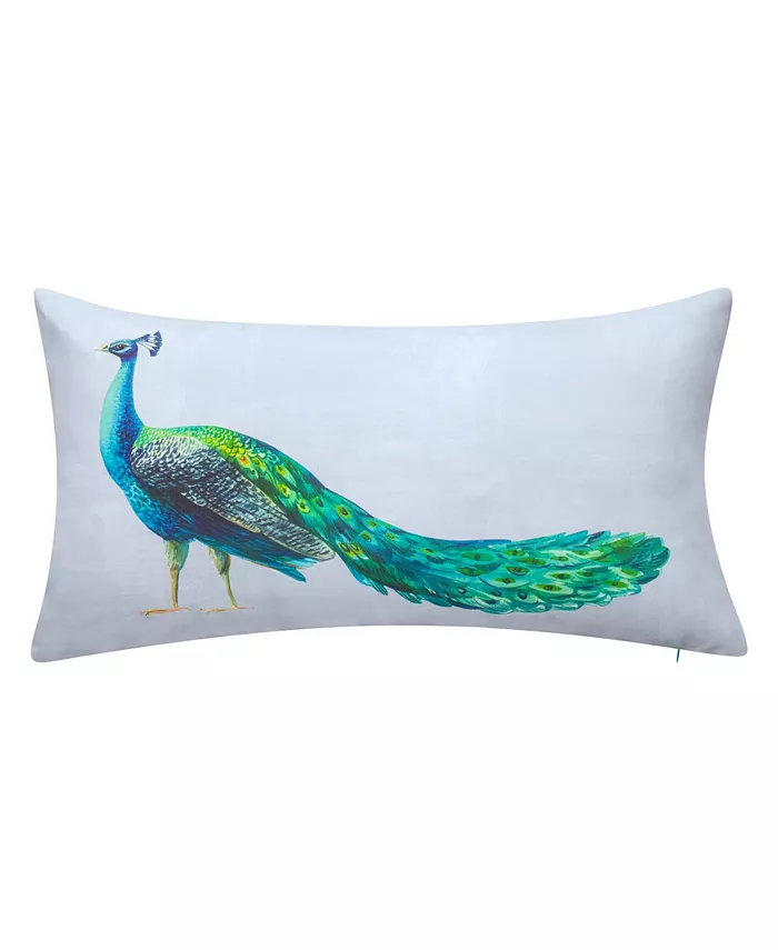 Edieatic Peacock Lumbar Decorative Pillow， 26 x 14 - Intensery