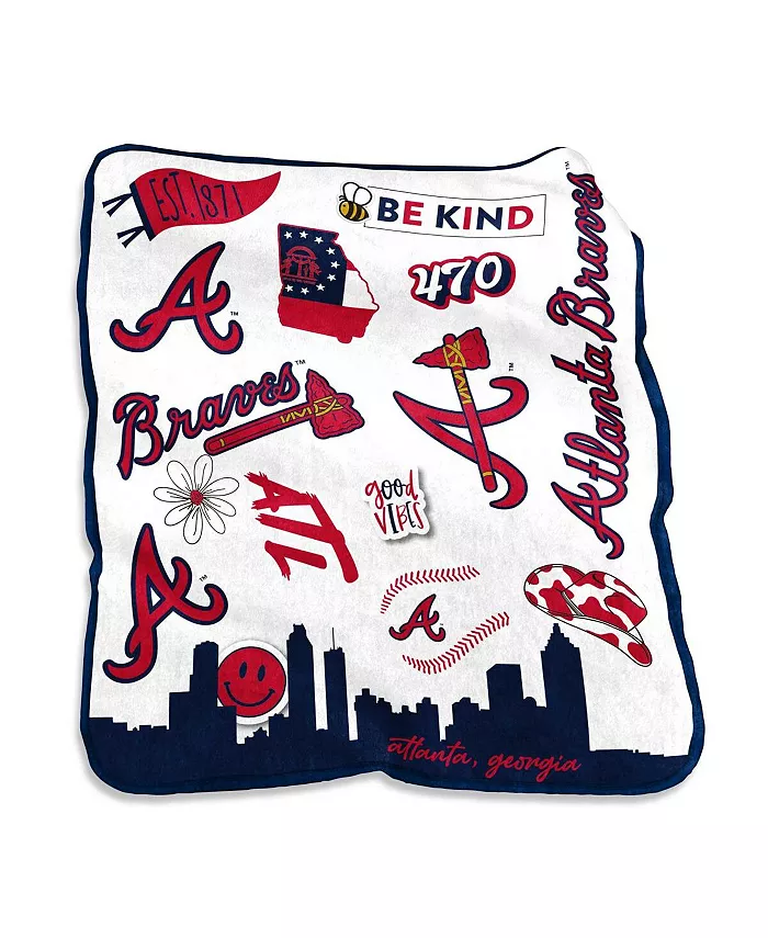 Logo Brands Atlanta Braves 50'' x 60'' Native Raschel Plush Throw Blanket - Intensery