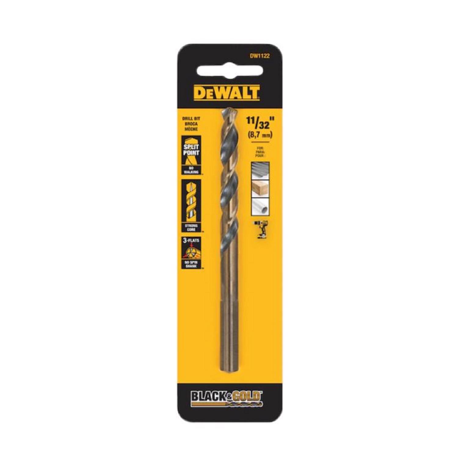DeWalt Black \u0026 Gold 11/32 in. X 4-7/8 in. L High Speed Steel Drill Bit 1 pk - Intensery