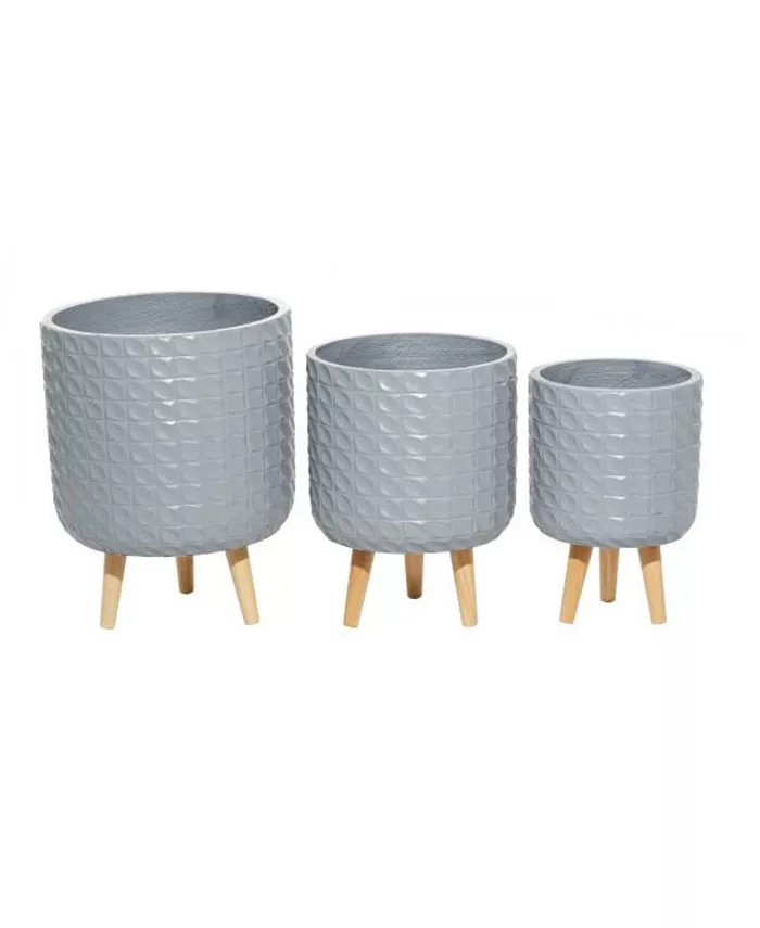 Rosemary Lane Magnesium Oxide Contemporary Planters， Set of 3 - Intensery