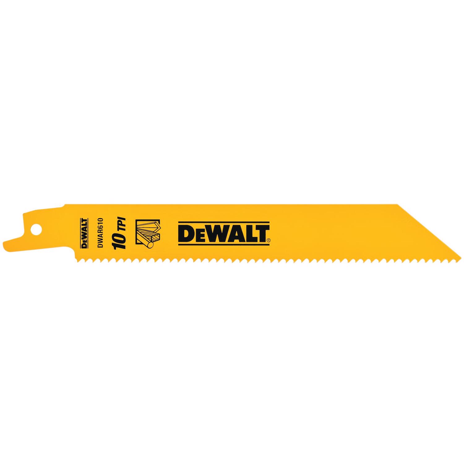 DeWalt 6 in. Bi-Metal Reciprocating Saw Blade 10 TPI 5 pk - Intensery