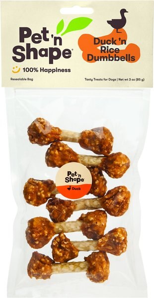 Pet 'n Shape Duck 'n Rice Dumbbells Dog Treats - Intensery
