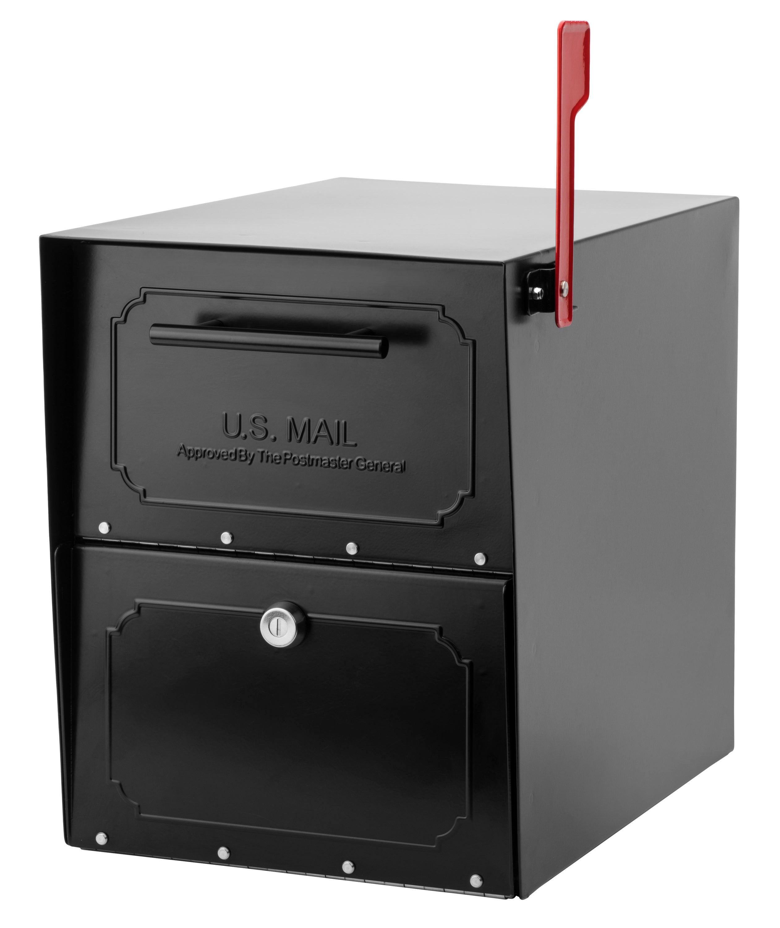 Architectural Mailboxes Oasis TriBolt Extra Large Metal Black Post Mount Locking Mailbox 620020B-10 - Intensery