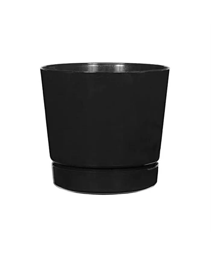 Novelty Full Depth Round Cylinder Black Pot， 8 inch - Intensery