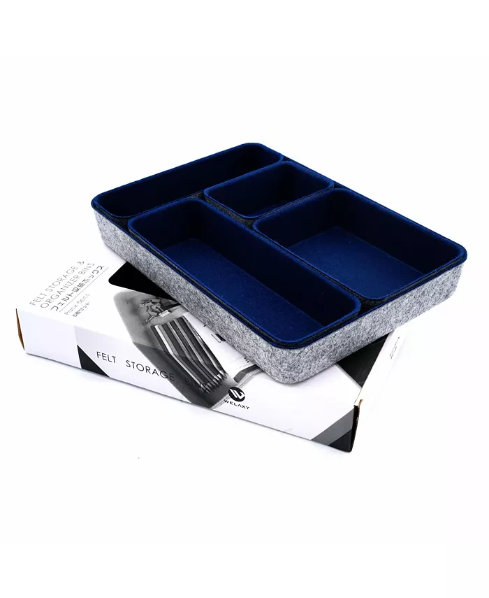 Welaxy Felt 5 Piece Desk and Drawer Organizer Tray Set - Intensery