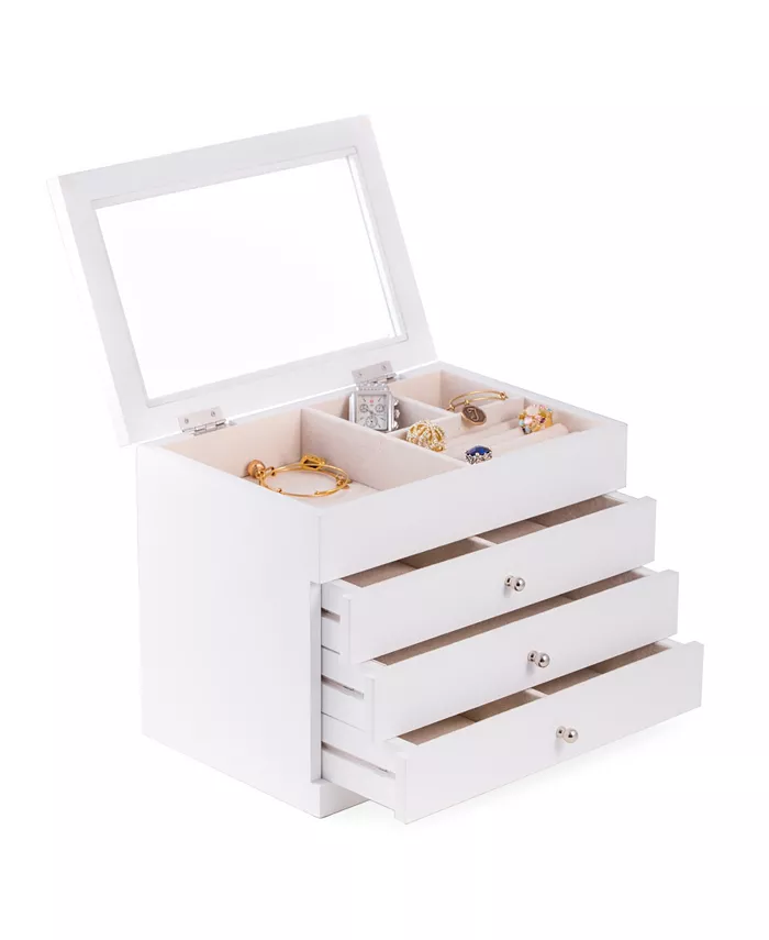 Bey-Berk Jewelry Case with 3 Drawers and Glass see-through Top - Intensery