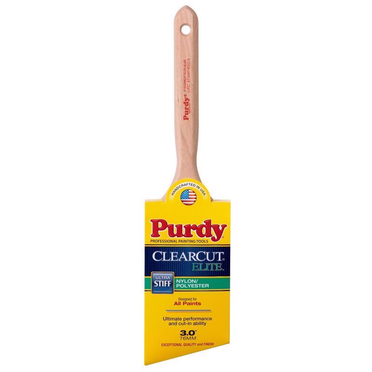 Purdy ClearCut Elite Glide 3 in. Ultra Stiff Angle Trim Paint Brush - Intensery