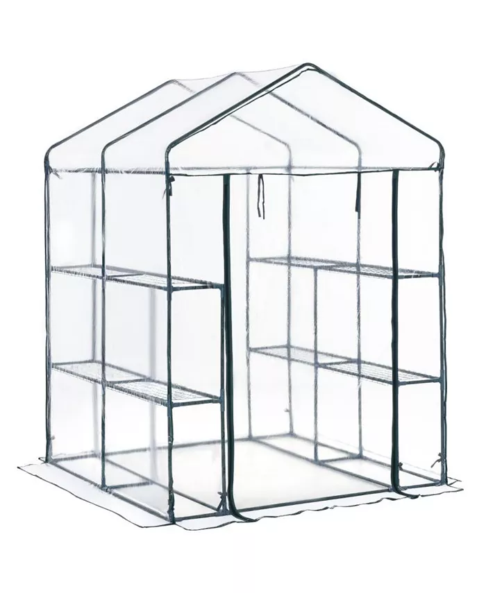 Outsunny 5'x5'x6' Portable Walk-In Greenhouse 8 Shelves Plant Flower Gardening - Intensery