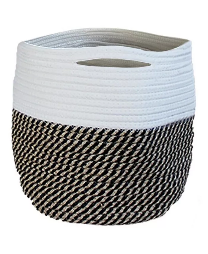 Bloem BloemBagz Round Fabric Planter Bag with Handles and Liner， Black White 10inches - Intensery