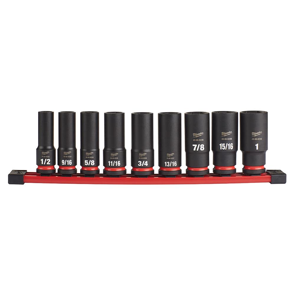 Milwaukee SHOCKWAVE™ Impact Duty™  1/2 Drive SAE Deep 6 Point Socket Set， 9pc - Intensery