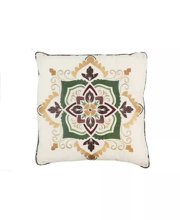 American Heritage Textiles Spice Postage Embroidered Damask Decorative Pillow， 18
