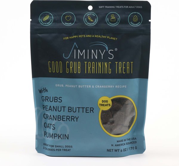 Jiminy's Good Grub Peanut Butter and Cranberry Flavor Soft Training Dog Treats， 6-oz bag - Intensery