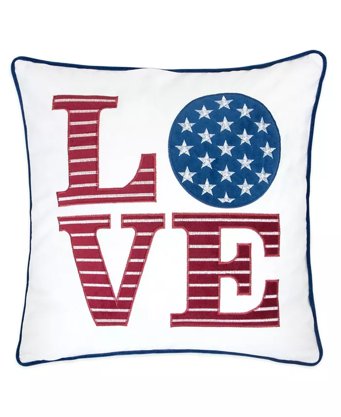 Homey Cozy Love Independence Day Embroidery Square Decorative Throw Pillow - Intensery