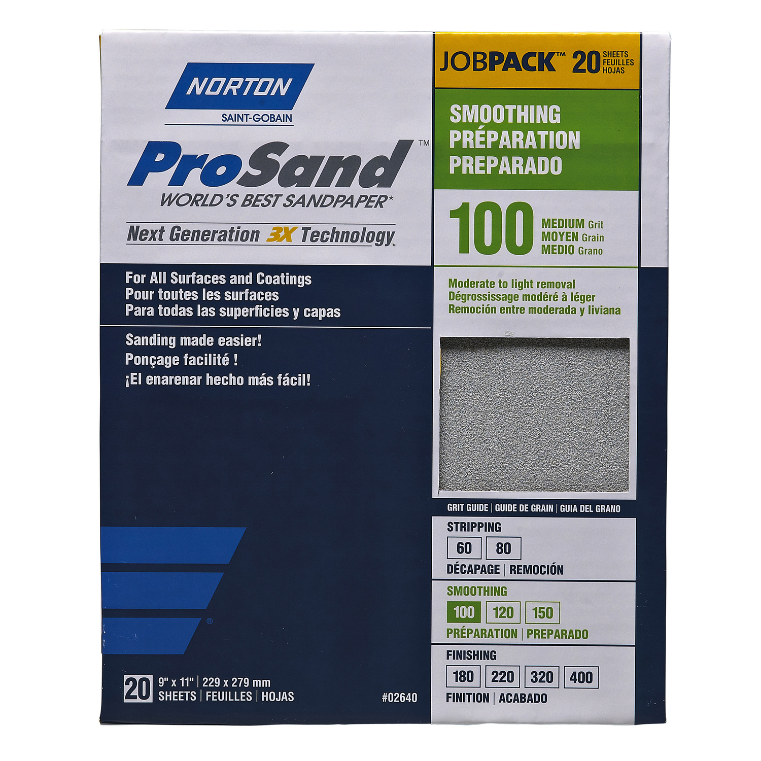 Norton ProSand 11 in. L X 9 in. W 100 Grit Aluminum Oxide Sandpaper 20 pk - Intensery