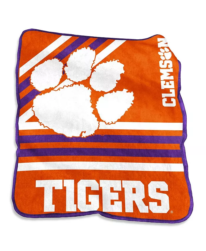 Logo Brands Clemson Tigers 50'' x 60'' Team Plush Raschel Throw Blanket - Intensery