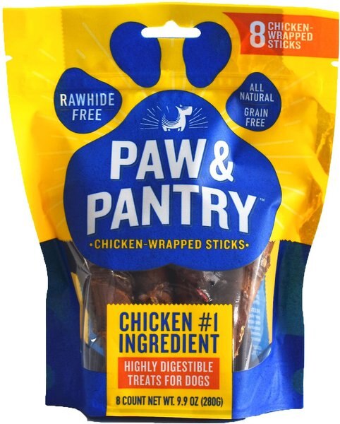 Paw and Pantry Chicken-Wrapped Sticks Grain-Free Dog Treats， 8 count - Intensery