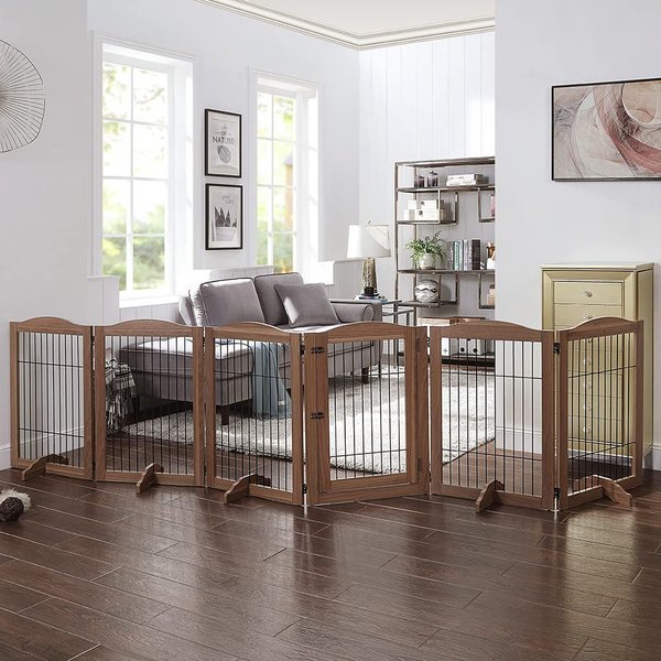 Unipaws 6 Panel Wire Dog Playpen Freestanding Pet Gate - Intensery
