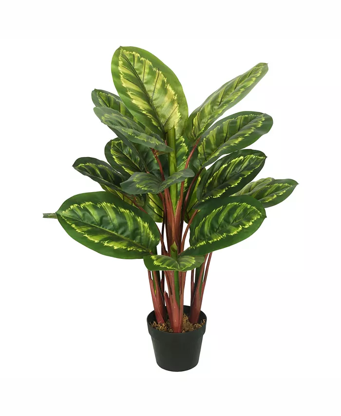 Vickerman 3' Artificial Green And Brown Peacock Plant - Intensery