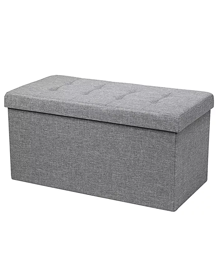Costway 31.5''Fabric Foldable Storage Ottoman Toy Chest W Removable Storage Bin - Intensery