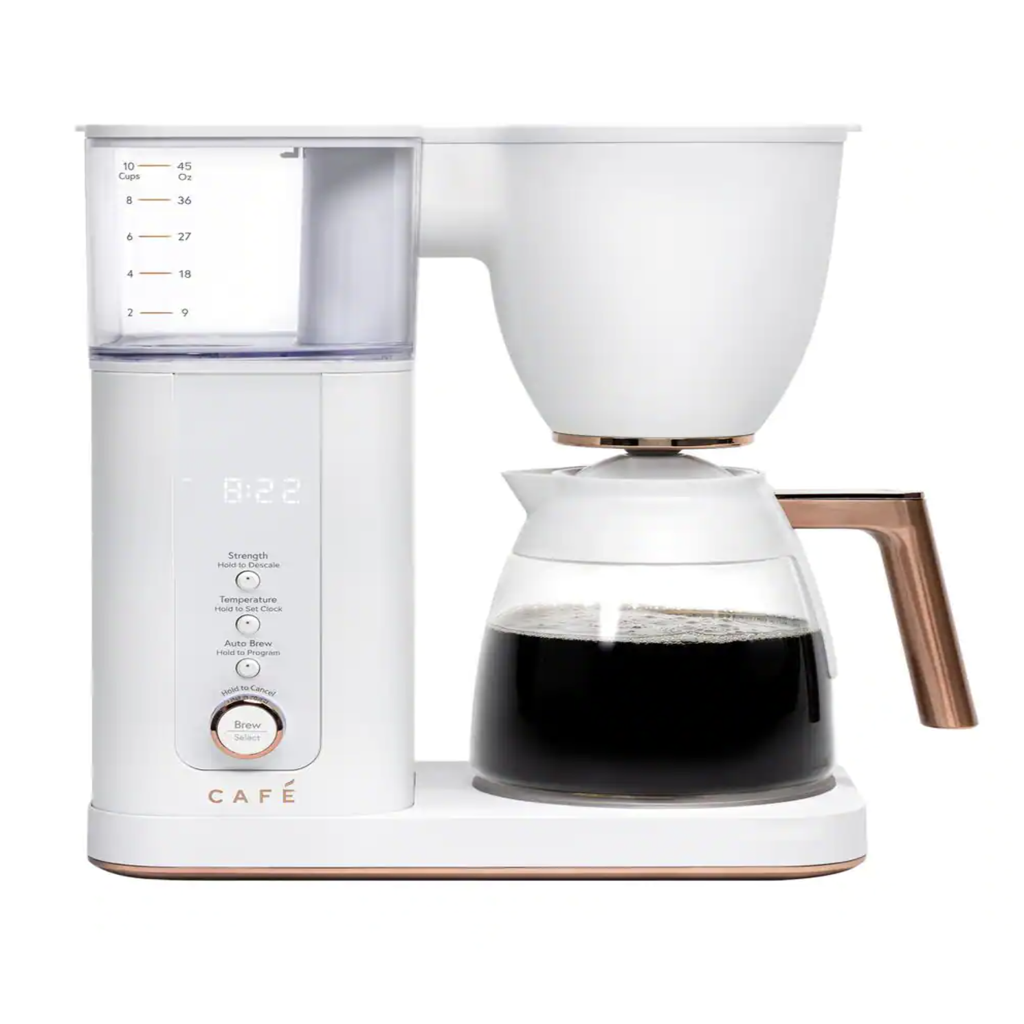 Café 10-Cup Matte White Specialty Drip Coffee Maker with Glass Carafe and warming plate， WiFi connected (C7CDABS4RW3) - Intensery