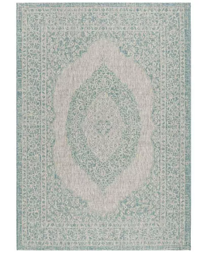 Safavieh Courtyard Light Gray and Aqua 6'7