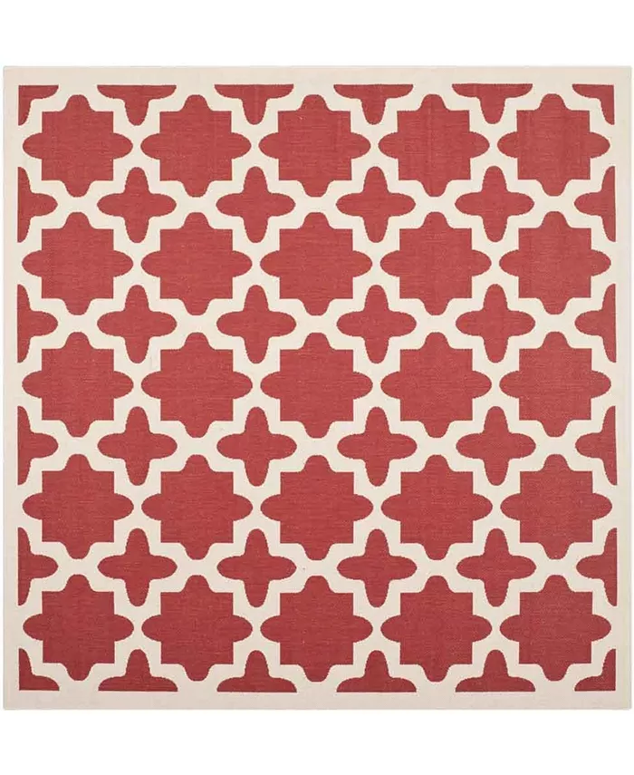 Safavieh Courtyard Red and Bone 4' x 4' Sisal Weave Square Outdoor Area Rug - Intensery