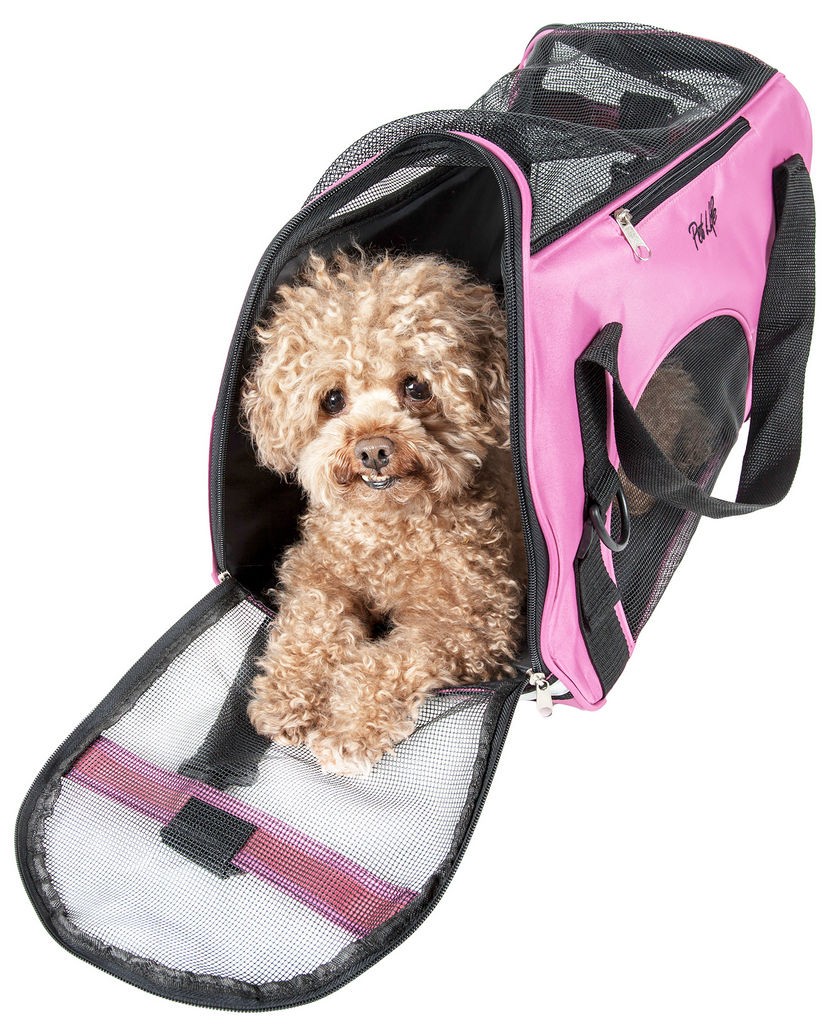 Pet Life Airline Approved Altitude Force Sporty Zippered Fashion Pet Carrier in Pink (Medium) - Pet Life B46PKMD - Intensery
