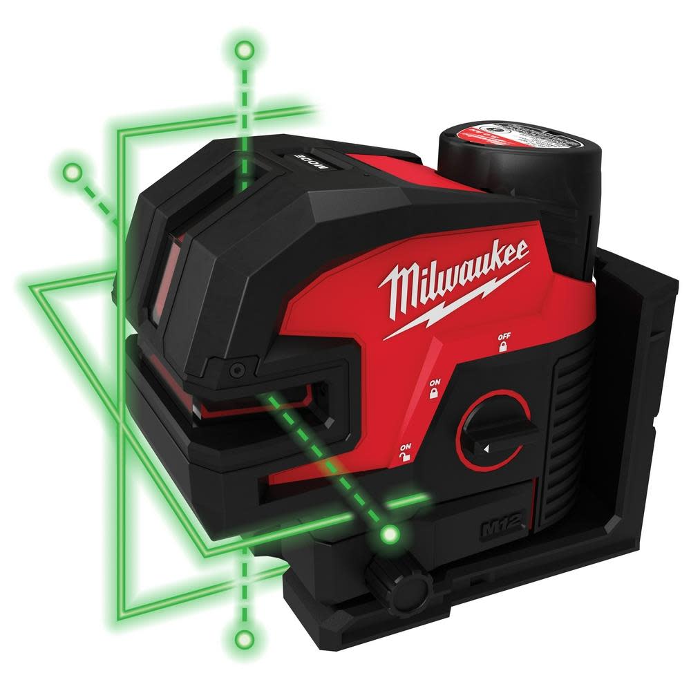 Milwaukee M12 Green Cross Line and 4 Points Laser Kit 3624-21 from Milwaukee - Intensery