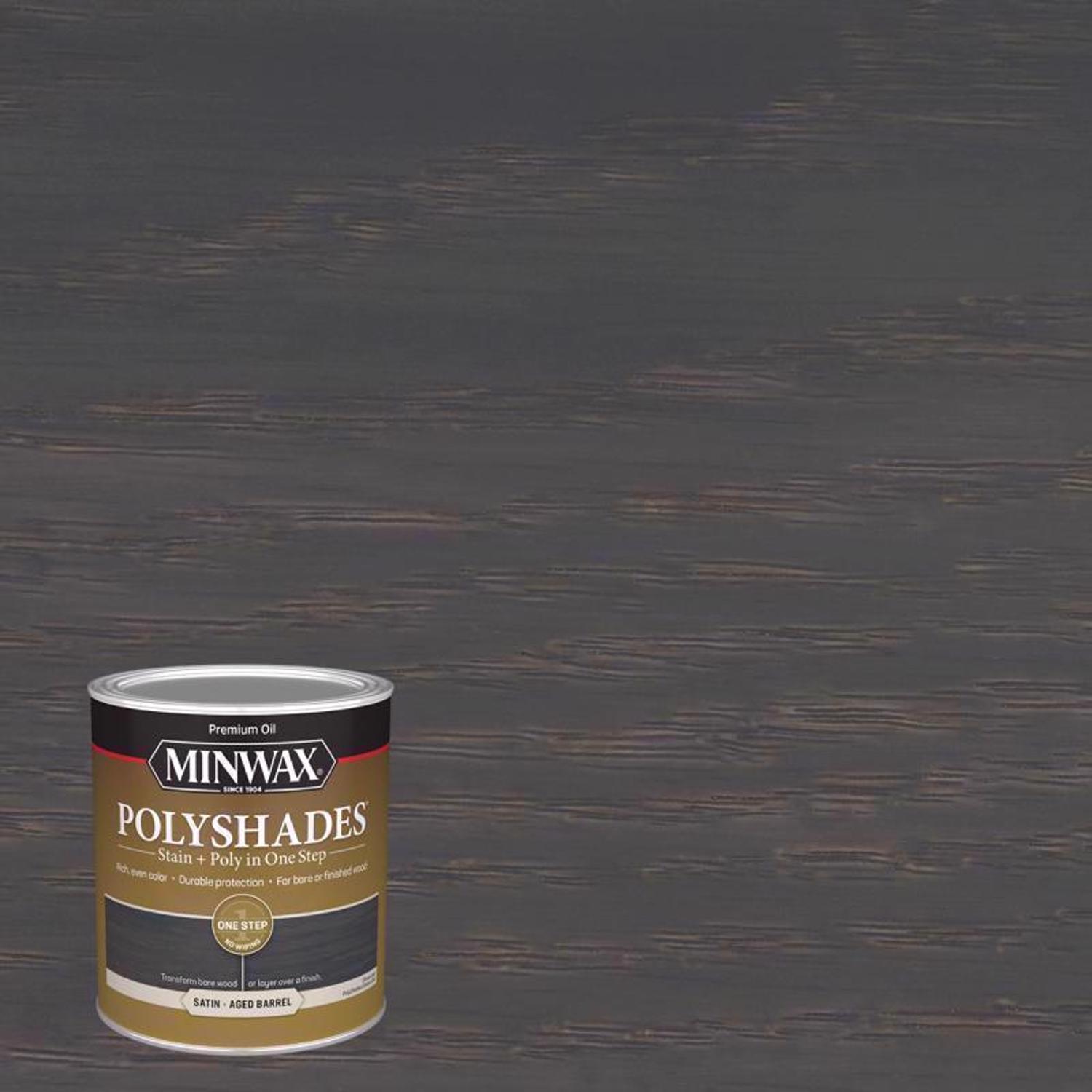 Minwax Polyshades Semi-Transparent Satin Aged Barrel Oil-Based Stain/Polyurethane Finish 1 qt - Intensery