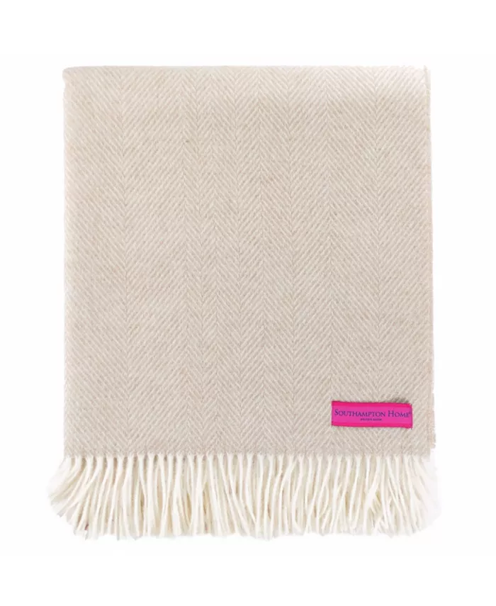 Southampton Home Merino Wool Herringbone Throw - Intensery