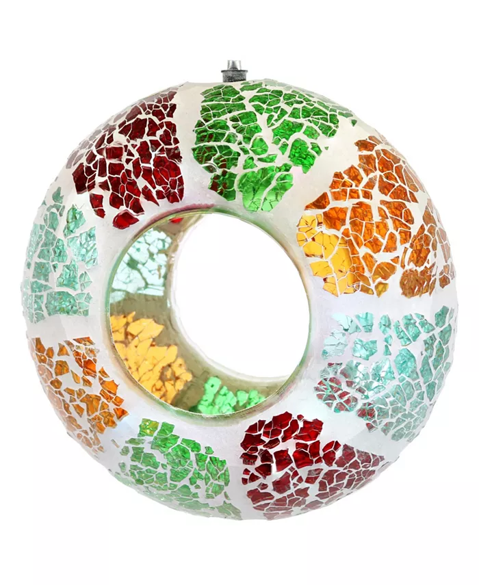 Sunnydaze Decor Glass Summer Mosaic Fly-Through Hanging Bird Feeder - 6 in - Intensery
