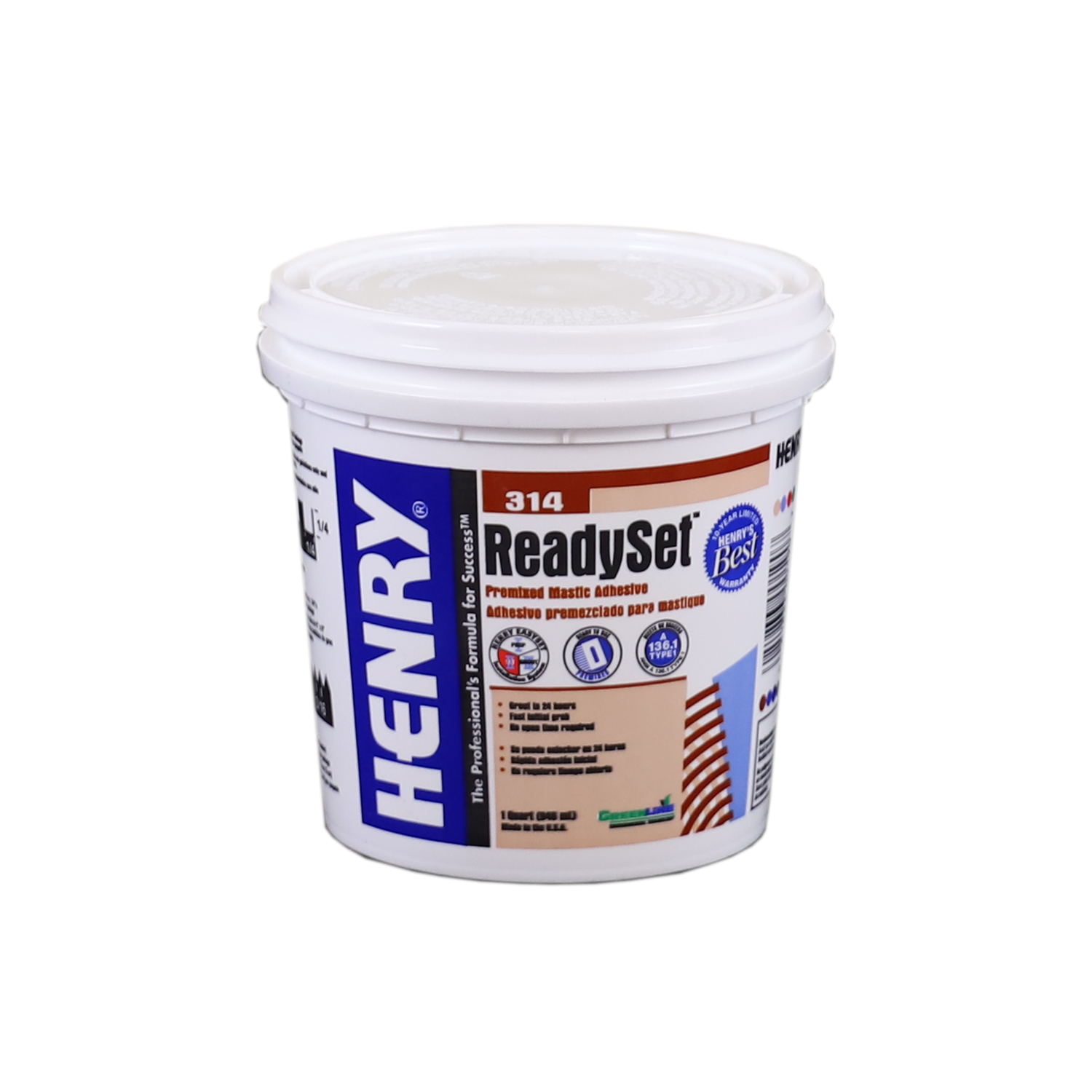 Henry 314 ReadySet Ceramic Tile Adhesive 1 qt - Intensery