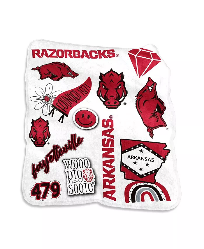 Logo Brands Arkansas Razorbacks 50'' x 60'' Native Raschel Plush Throw Blanket - Intensery