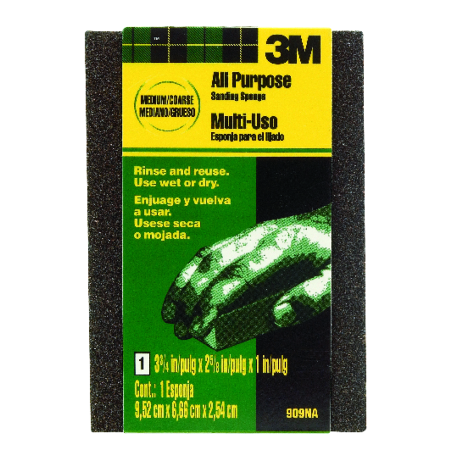 3M 38049 in. L X 39483 in. W X 1 in. Coarse/Medium Wet/Dry Sanding Sponge - Intensery