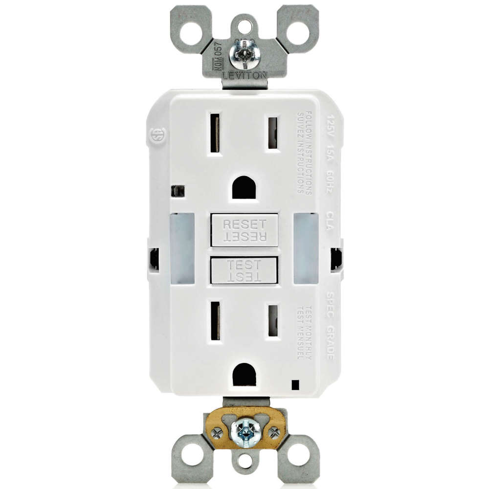 Leviton SmartlockPro GFCI Outlet 15A 125V Duplex White NEMA 5-15R - Intensery