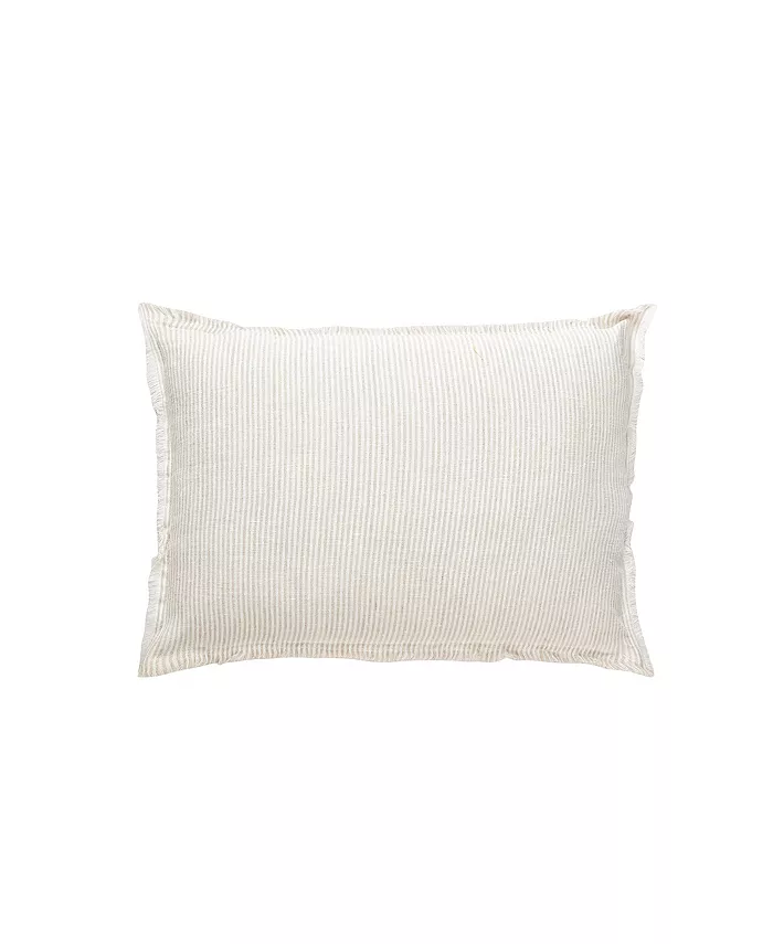 Anaya Home Natural Beige White Striped Linen  Down Alternative Lumbar Pillow - Intensery