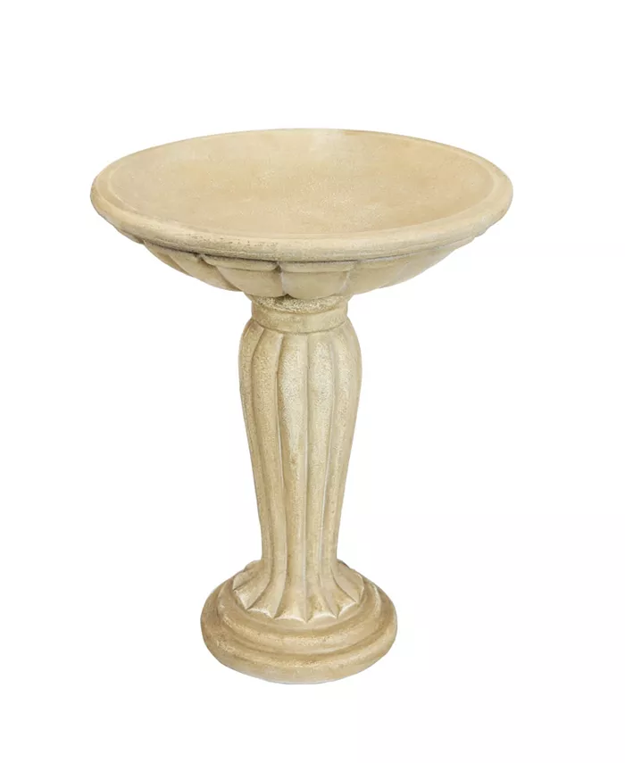 Sunnydaze Decor Crecian Glass Fiber Reinforced Concrete Bird Bath - 16 in - Cream - Intensery