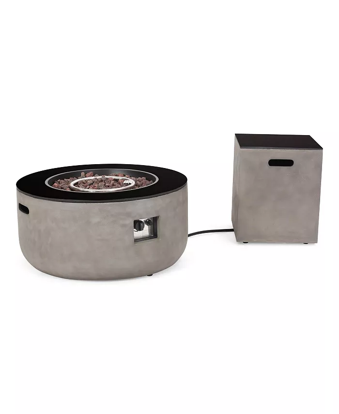 Noble House Adio Outdoor Modern Circular Fire Pit with Tank Holder - Intensery