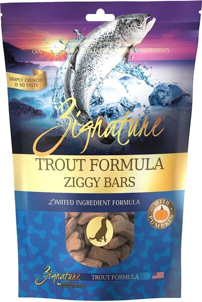 Zignature Trout Formula Ziggy Bars Biscuit Dog Treats - Intensery