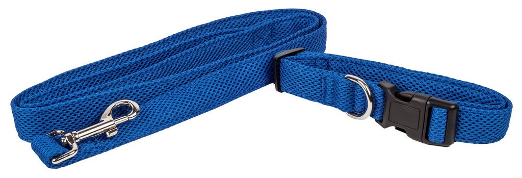 Pet Life 'Aero Mesh' 2-In-1 Dual Sided Comfortable And Breathable Adjustable Mesh Dog Leash-Collar in Blue (Small) - Pet Life CLSH14BLSM - Intensery