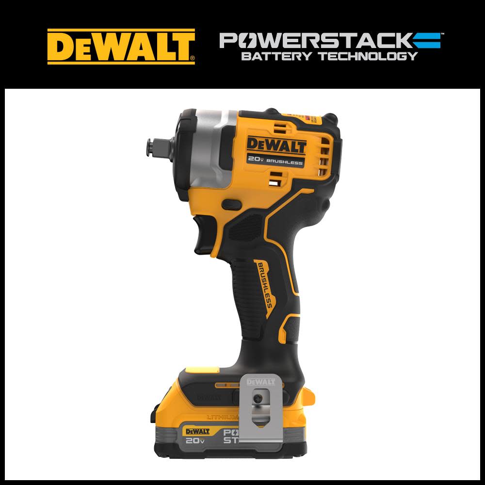 DEWALT 20V MAX 1/2 Impact Wrench with Hog Ring Anvil and  POWERSTACK Compact Battery - Intensery