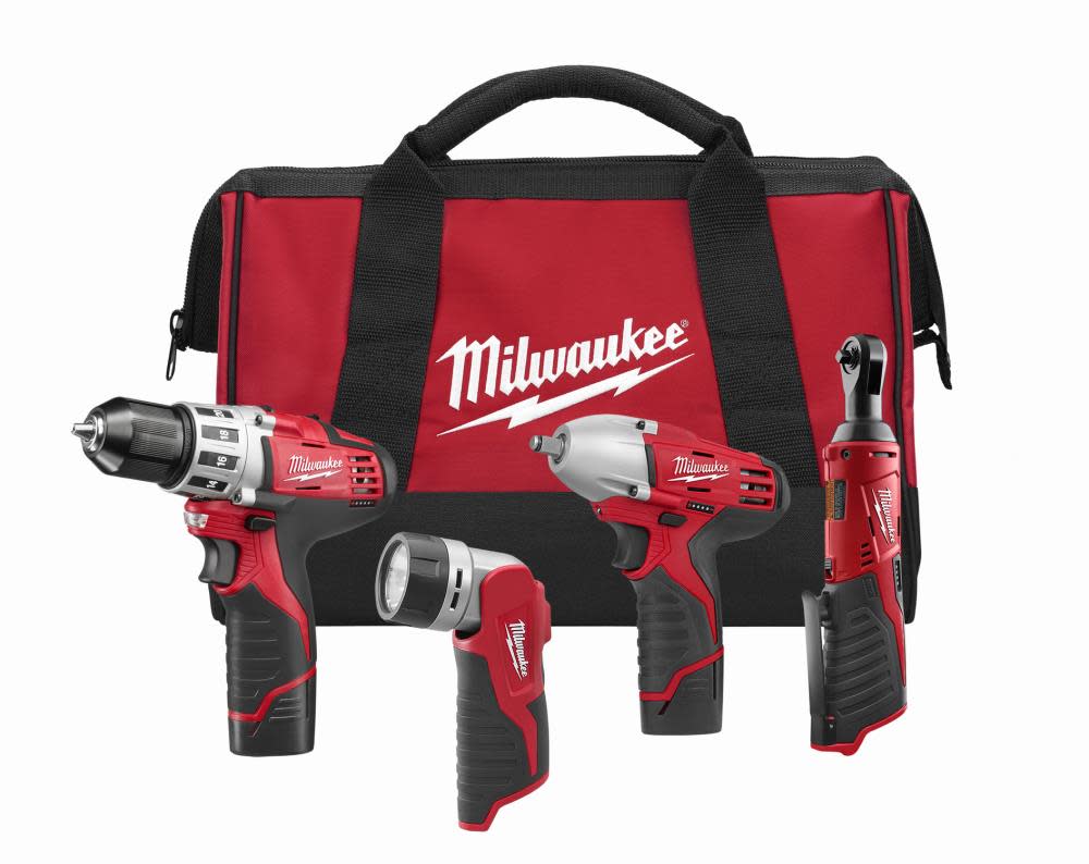 Milwaukee M12 Cordless Lithium-Ion 4 Tool Combo Kit 2493-24 from Milwaukee - Intensery