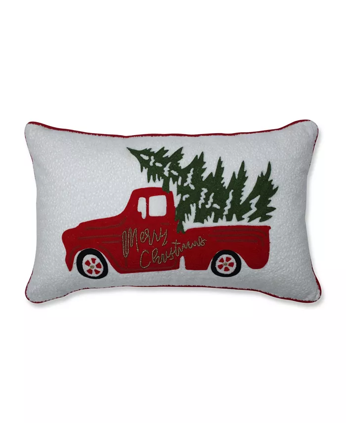 Pillow Perfect Red Christmas Truck Lumbar Pillow - Intensery