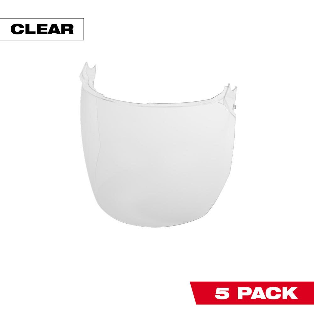 Milwaukee Clear Face Shield Replacement Lenses Helmet and Hard Hat Mount 5pk - Intensery