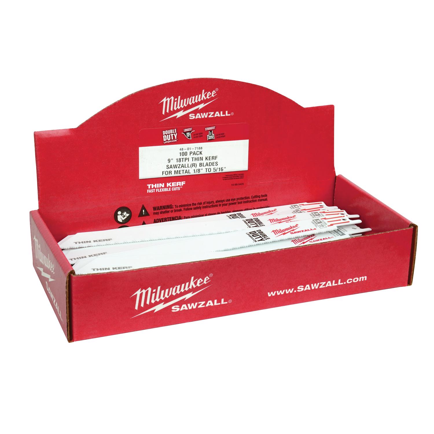 Milwaukee Sawzall 9 in. Rigid Conduit Blade 18 TPI 100 pc - Intensery